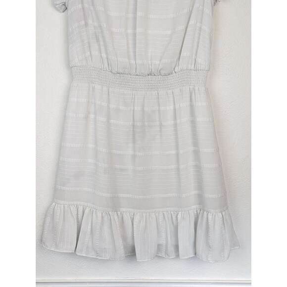 Avec Les Filles Dress Tonal Stripes Ruffles Spring Summer Romantic White Size 10 - Picture 3 of 13